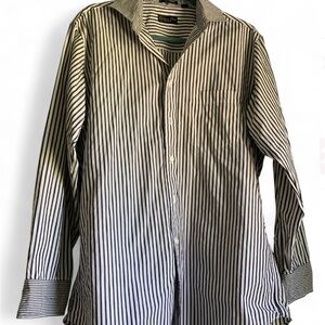 Dior Men's Black and White Striped Dress Shirt